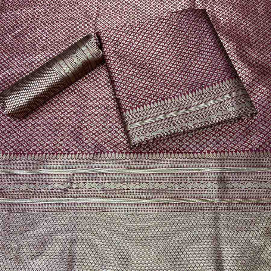 MODERN LICHI SILK JACQUARD WORK SAREE WITH UNSTITCHED BLOUSE FESTIVAL WEAR WHOLESALE PRICE ETHNIC GARMENT (2)