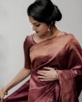 MODERN LICHI SILK JACQUARD WORK SAREE WITH UNSTITCHED BLOUSE FESTIVAL WEAR WHOLESALE PRICE ETHNIC GARMENT (8)