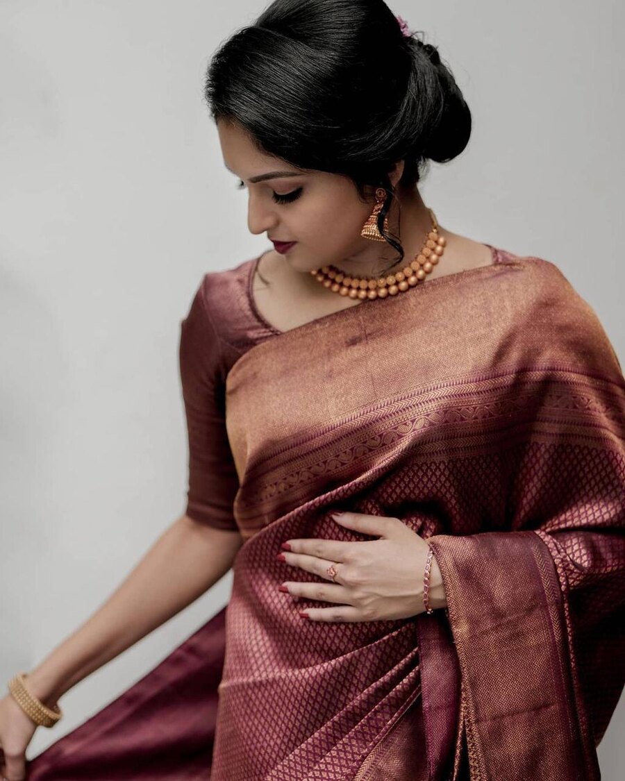 MODERN LICHI SILK JACQUARD WORK SAREE WITH UNSTITCHED BLOUSE FESTIVAL WEAR WHOLESALE PRICE ETHNIC GARMENT (6)