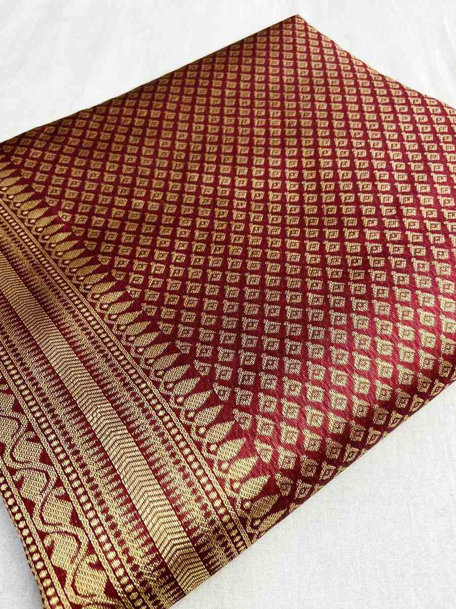 MODERN LICHI SILK JACQUARD WORK SAREE WITH UNSTITCHED BLOUSE FESTIVAL WEAR WHOLESALE PRICE ETHNIC GARMENT (9)