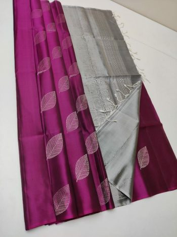 MODERN LICHI SILK JACQUARD WORK SAREE WITH UNSTITCHED BLOUSE WINE