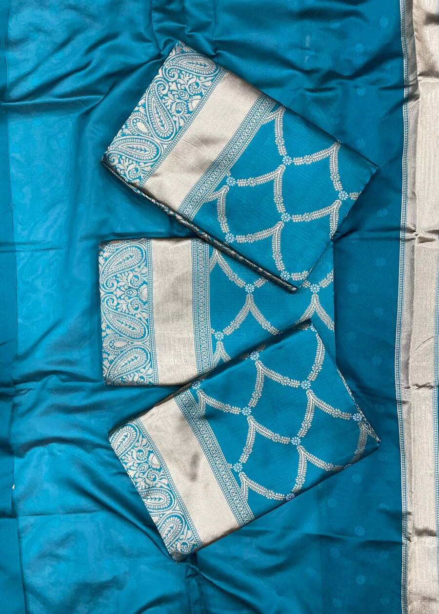 MODERN LICHI SILK JACQUARD WORK SAREE WITH UNSTITCHED BLOUSE PARTY WEAR WHOLESALE PRICE ETHNIC GARMENT (1)