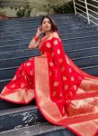 MODERN LICHI SILK JACQUARD WORK SAREE WITH UNSTITCHED BLOUSE PARTY WEAR WHOLESALE PRICE ETHNIC GARMENT (5)