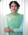 MODERN LICHI SILK JACQUARD WORK SAREE WITH UNSTITCHED BLOUSE PARTY WEAR WHOLESALE PRICE ETHNIC GARMENT (6)
