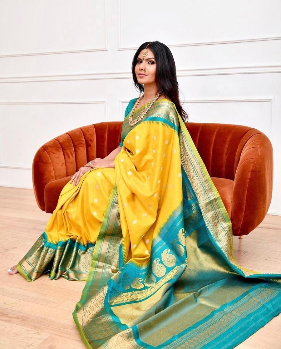 MODERN LICHI SILK JACQUARD WORK SAREE WITH UNSTITCHED BLOUSE WEDDING WEAR WHOLESALE PRICE ETHNIC GARMENT (6)