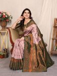 MODERN LICHI SILK ORGANIC BANARASI SAREE WITH UNSTITCHED BLOUSE WEDDING WEAR WHOLESALE PRICE ETHNIC GARMENT (9)