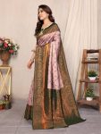 MODERN LICHI SILK ORGANIC BANARASI SAREE WITH UNSTITCHED BLOUSE WEDDING WEAR WHOLESALE PRICE ETHNIC GARMENT (9)
