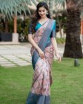 MODERN LICHI SILK ORGANIC BANARASI SAREE WITH UNSTITCHED BLOUSE BABY PINK
