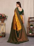 MODERN LICHI SILK ORGANIC BANARASI SAREE WITH UNSTITCHED BLOUSE WEDDING WEAR WHOLESALE PRICE ETHNIC GARMENT (8)