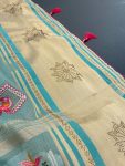 MODERN LILEN COTTON EMBRODERY WORK SAREE WITH UNSTITCHED BLOUSE FESTIVAL WEAR WHOLESALE PRICE ETHNIC GARMENT (19)