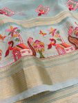 MODERN LILEN COTTON EMBRODERY WORK SAREE WITH UNSTITCHED BLOUSE FESTIVAL WEAR WHOLESALE PRICE ETHNIC GARMENT (19)