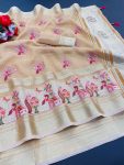 MODERN LILEN COTTON EMBRODERY WORK SAREE WITH UNSTITCHED BLOUSE FESTIVAL WEAR WHOLESALE PRICE ETHNIC GARMENT (23)