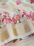 MODERN LILEN COTTON EMBRODERY WORK SAREE WITH UNSTITCHED BLOUSE FESTIVAL WEAR WHOLESALE PRICE ETHNIC GARMENT (35)