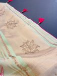 MODERN LILEN COTTON EMBRODERY WORK SAREE WITH UNSTITCHED BLOUSE FESTIVAL WEAR WHOLESALE PRICE ETHNIC GARMENT (35)