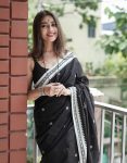 MODERN LINEN SLAB SOFT COTTON WEAVING WORK SAREE WITH UNSTITCHED BLOUSE CASUAL WEAR WHOLESALE PRICE ETHNIC GARMENT (3)
