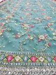 MODERN ORGANZA SILK EMBROIDERY SEQUENCE THREAD WORK SAREE WITH UNSTITCHED BLOUSE WEDDING WEAR WHOLESALE PRICE ETHNIC GARMENT (4)