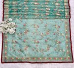 MODERN ORGANZA SILK EMBROIDERY SEQUENCE THREAD WORK SAREE WITH UNSTITCHED BLOUSE SKY