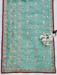 MODERN ORGANZA SILK EMBROIDERY SEQUENCE THREAD WORK SAREE WITH UNSTITCHED BLOUSE WEDDING WEAR WHOLESALE PRICE ETHNIC GARMENT (4)