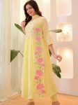 MODERN PARAMPARA SILK EMBROIDERY WORK TOP BOTTOM WITH DUPATTA LEMON