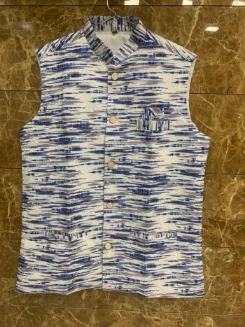MODERN RAYON DIGITAL PRINT WORK ONLY JACKET BLUE