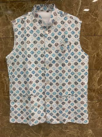 MODERN RAYON DIGITAL PRINT WORK ONLY JACKET OFF WHITE