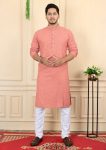 MODERN RAYON THREAD SEQUENCE WORK KURTA PAYJAMA PEACH