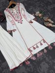 MODERN RAYON THREAD WITH REAL MIRROR AND TASSELS & FANCY LACE WORK KURTI PALAZZO SET PARTY WEAR WHOLESALE PRICE ETHNIC GARMENT (10)