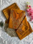 MODERN ROMAN SILK EMBROIDERY WITH SEQUENCE WORK TOP BOTTOM WITH DUPATTA OFFICE WEAR WHOLESALE PRICE ETHNIC GARMENT (4)
