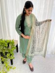 MODERN ROMAN SILK HANDWORK TOP BOTTOM WITH DUPATTA PISTA