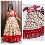 MODERN SILK DIGITAL PRINT AND JACQUARD ZARI WORK CONTRAST BORDER GOWN WITH JACKET FESTIVAL WEAR WHOLESALE PRICE ETHNIC GARMENT (10)