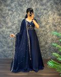 MODERN SILK EMBROIDERY WORK GOWN WITH DUPATTA RECEPTION WEAR WHOLESALE PRICE ETHNIC GARMENT (10)