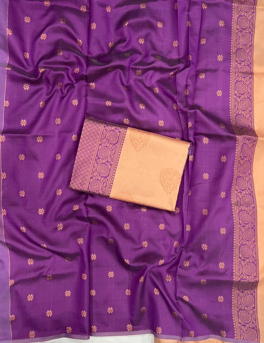 MODERN SOFT LICHI SILK JACQUARD WORK SAREE WITH UNSTITCHED BLOUSE FESTIVAL WEAR WHOLESALE PRICE ETHNIC GARMENT (14)