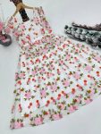 MODERN SOFT NET EMBROIDERY CHAIN STITCHED WORK ONE PIECE DRESS CASUAL WEAR WHOLESALE PRICE ETHNIC GARMENT (10)