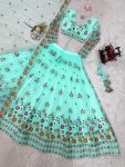 MODERN SOFT NET SEQUENCE WORK LEHANGA CHOLI WITH DUPATTA RECEPTION WEAR WHOLESALE PRICE ETHNIC GARMENT (3)