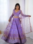MODERN SOFT NET SEQUENCE WORK LEHANGA CHOLI WITH DUPATTA RECEPTION WEAR WHOLESALE PRICE ETHNIC GARMENT (12)