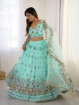 MODERN SOFT NET SEQUENCE WORK LEHANGA CHOLI WITH DUPATTA RECEPTION WEAR WHOLESALE PRICE ETHNIC GARMENT (3)