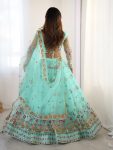 MODERN SOFT NET SEQUENCE WORK LEHANGA CHOLI WITH DUPATTA RECEPTION WEAR WHOLESALE PRICE ETHNIC GARMENT (3)