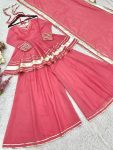 @MODERN TABBY ORGANZA LACE BORDER WORK TOP PALAZZO WITH DUPATTA PARTY WEAR WHOLESALE PRICE ETHNIC GARMENT (2)
