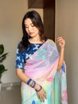 MODERN TABBY SILK HANDWORK AND CUTWORK WITH PEARL SAREE WITH UNSTITCHED BLOUSE PARTY WEAR WHOLESALE PRICE ETHNIC GARMENT (17)