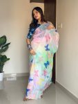 MODERN TABBY SILK HANDWORK AND CUTWORK WITH PEARL SAREE WITH UNSTITCHED BLOUSE PARTY WEAR WHOLESALE PRICE ETHNIC GARMENT (17)