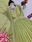 MOST PICKED CRUNCHY SILK EMBROIDERY CODING & SEQUENCE WORK GOWN WITH DUPATTA FESTIVE WEAR WHOLESALE PRICE ETHNIC GARMENT (10)