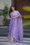 MOST PICKED CRUNCHY SILK EMBROIDERY CODING & SEQUENCE WORK GOWN WITH DUPATTA LAVENDER
