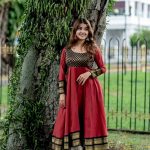 MOST PICKED VICHITRA SILK JACQUARD WORK ANARKALI TOP WITH DUPATTA CASUAL WEAR WHOLESALE PRICE ETHNIC GARMENT (16)