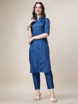 NEW ARRIVAL ART SILK LINING  WORK TOP PENT SET BLUE