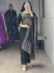 NEW ARRIVAL CHANDERI PRINT WITH FOIL WORK AND HANDWORK TOP BOTTOM WITH DUPATTA GREEN