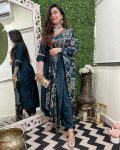 NEW ARRIVAL CHANDERI SEQUENCE EMBROIDERY WORK TOP BOTTOM WITH DUPATTA FESTIVE WEAR WHOLESALE PRICE ETHNIC GARMENT (7)