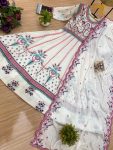 NEW ARRIVAL CHINON EMBROIDERY WORK GOWN WITH DUPATTA FUNCTIONAL WEAR WHOLESALE PRICE ETHNIC GARMENT (9)