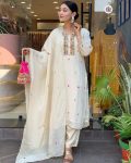 NEW ARRIVAL CHINON EMBROIDERY WORK TOP BOTTOM WITH DUPATTA OFFICE WEAR WHOLESALE PRICE ETHNIC GARMENT (14)