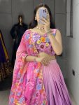 NEW ARRIVAL CHINON FLORAL PRINTED WORK LEHENGA CHOLI WITH DUPATTA BRIDAL WEAR WHOLESALE PRICE ETHNIC GARMENT (5)