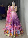 NEW ARRIVAL CHINON FLORAL PRINTED WORK LEHENGA CHOLI WITH DUPATTA BRIDAL WEAR WHOLESALE PRICE ETHNIC GARMENT (5)